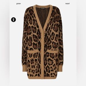 Dolce&Gabbana Leopard Oversized Wool-Cashmere Cardigan IT44
